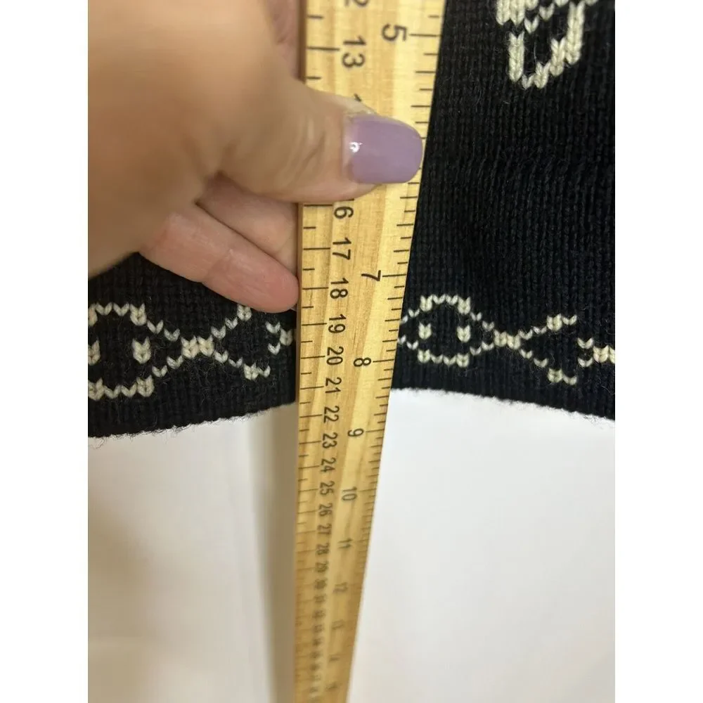 Jada Lee 100%‎ Wool Big Pom Pom Knit Ski Hat Snow Winter Black White